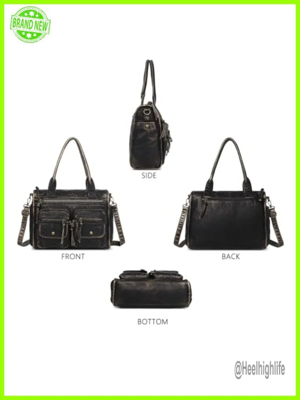Soft Washable PU Leather Hobo Bag Shoulder Crossbody Tote